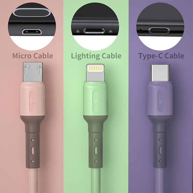 Cáp sạc YOYO chất lượng cao, Micro USB Lightning Type-C, 1M 2M Muticolor, dành cho Apple và Android, Cáp sạc an toàn hơn và cáp dữ liệu nhanh hơn