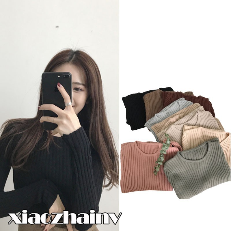 Áo len gân tay dài thời trang cho nữ xiaozhainv | BigBuy360 - bigbuy360.vn