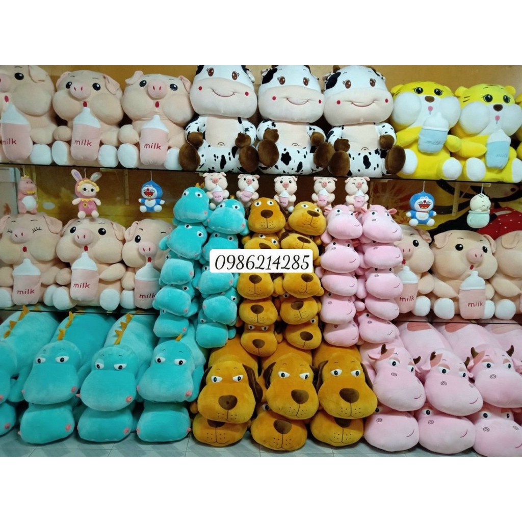 Gấu bông cá sấu mắt lồi. Bò Nằm mắt lồi. Chó Mắt Lồi Size 75cm- 1m2- mặt ngáo gối ôm hình thú cho người lớn