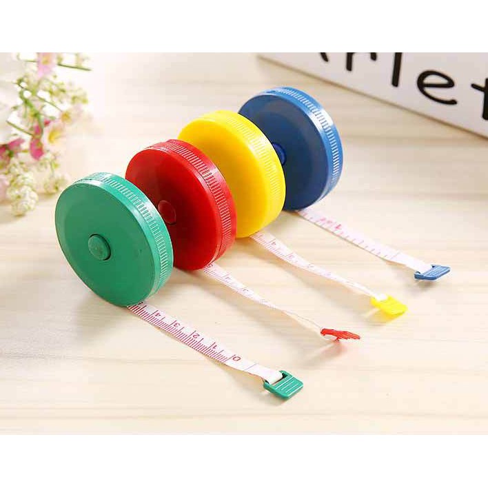 SG - Thước dây cuộn mini 150 cm nhỏ gọn, có nút bấm rút tự động 2 mặt đo tiện lợi