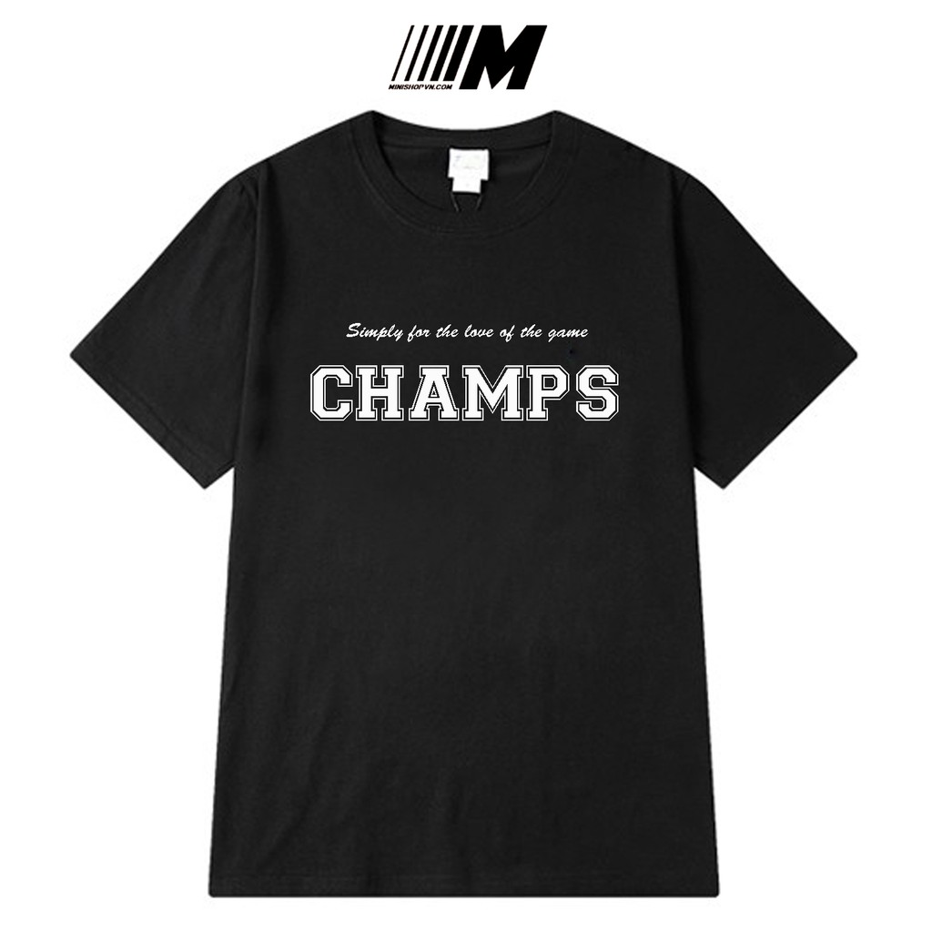 Áo phông unisex form rộng tay lỡ in hình Champs chất cotton mềm mát