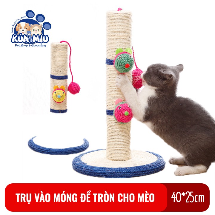 Trụ cào móng cho mèo có đế tròn Kún Miu chất liệu sisal