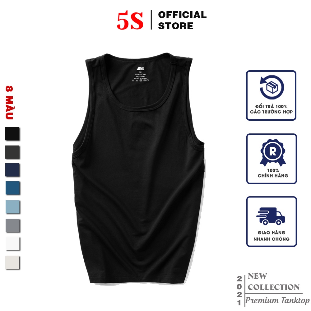 Áo Ba Lỗ Nam 5S (8 màu), Vải Cotton Mềm Mại, Dáng Thể Thao, Thấm Hút Mồ Hôi, Co Giãn Cực Tốt (ABL21004-01). ❕