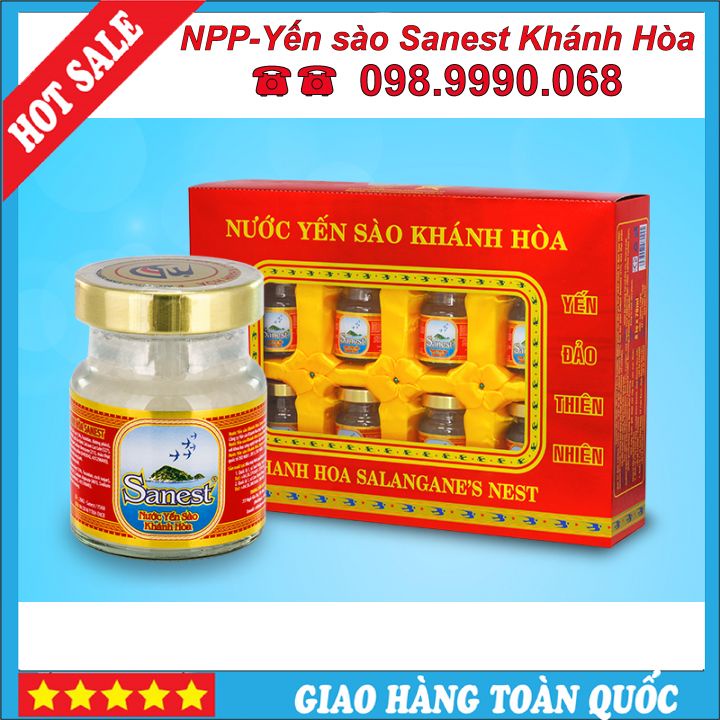 Nước Yến Sào⚜️ CAO CẤP⚜️Khánh Hòa Sanest Lọ 70ml, Hộp 8 Lọ - 002H8