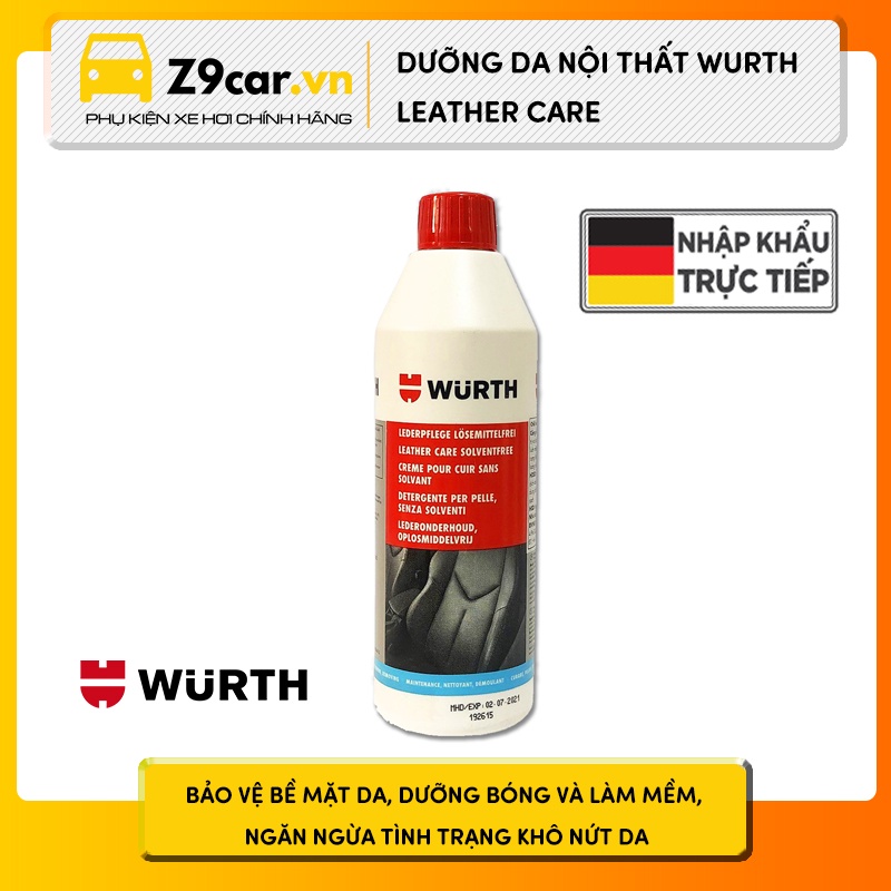 Combo Wurth vệ sinh nội thất và dưỡng da kèm khăn Microfiber Wurth - Tặng kèm 1 mút tròn thoa dung dịch