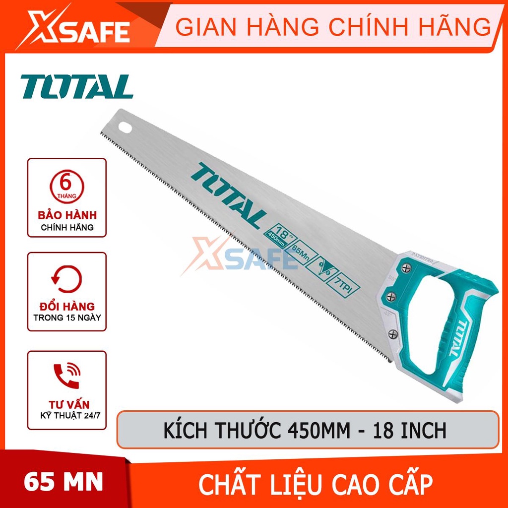 Cưa gỗ cầm tay 450mm TOTAL THT55450 cưa lá liễu bền chắc chống gãy cắt cành làm mộc chịu nhiệt lực tốt không cong vênh