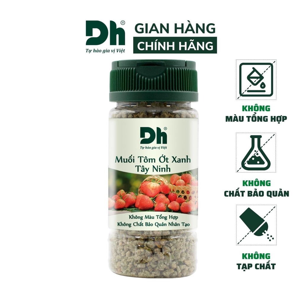 Muối tôm ớt xanh Tây Ninh DH Foods hạt to gia vị chấm hoa quả loại 1 thơm ngon 60/120gr - DHMTN52