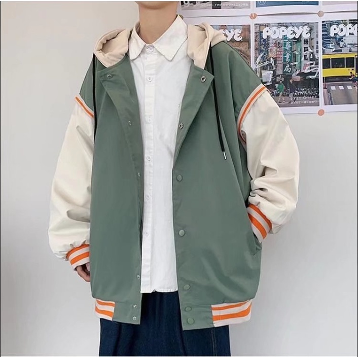 Áo khoác 2 lớp unisex Thời Trang Hàn Quốc Đơn Giản Dành áo khoác bomber bóng chày  varsity jacket from rộng bomber jacket Nam Và Nữ