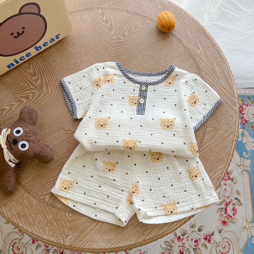Bộ Áo Thun Ngắn Tay In Họa Tiết Dễ Thương Và Quần Short Thời Trang Mùa Hè Cho Bé Trai Và Gái 0-3 Tuổi