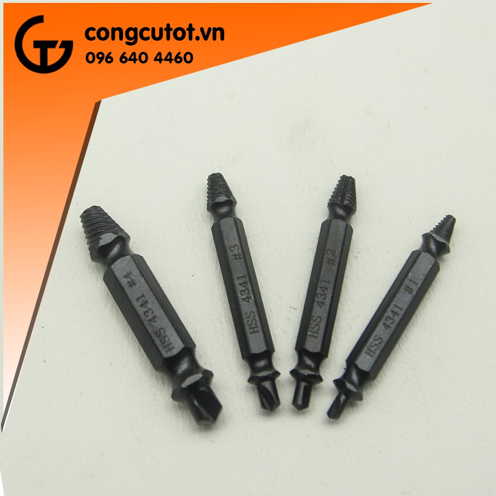 Bộ 4 mũi tháo vít toét đầu thép HSS thẩm nito