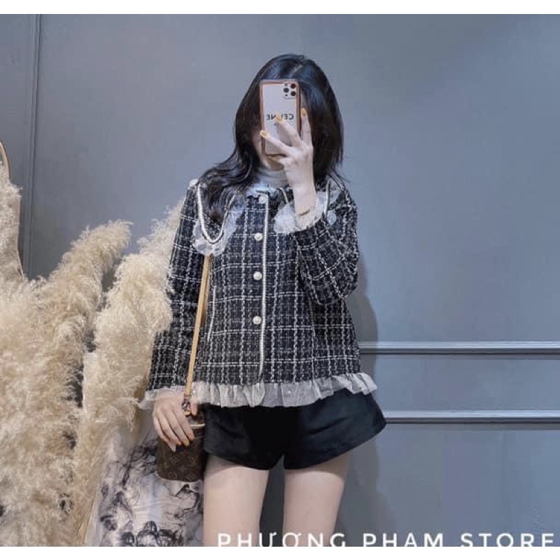 Áo Dạ Kẻ Viền Bèo Cổ Bẻ Siêu Xinh Có Ảnh Thật Kèm Video | BigBuy360 - bigbuy360.vn