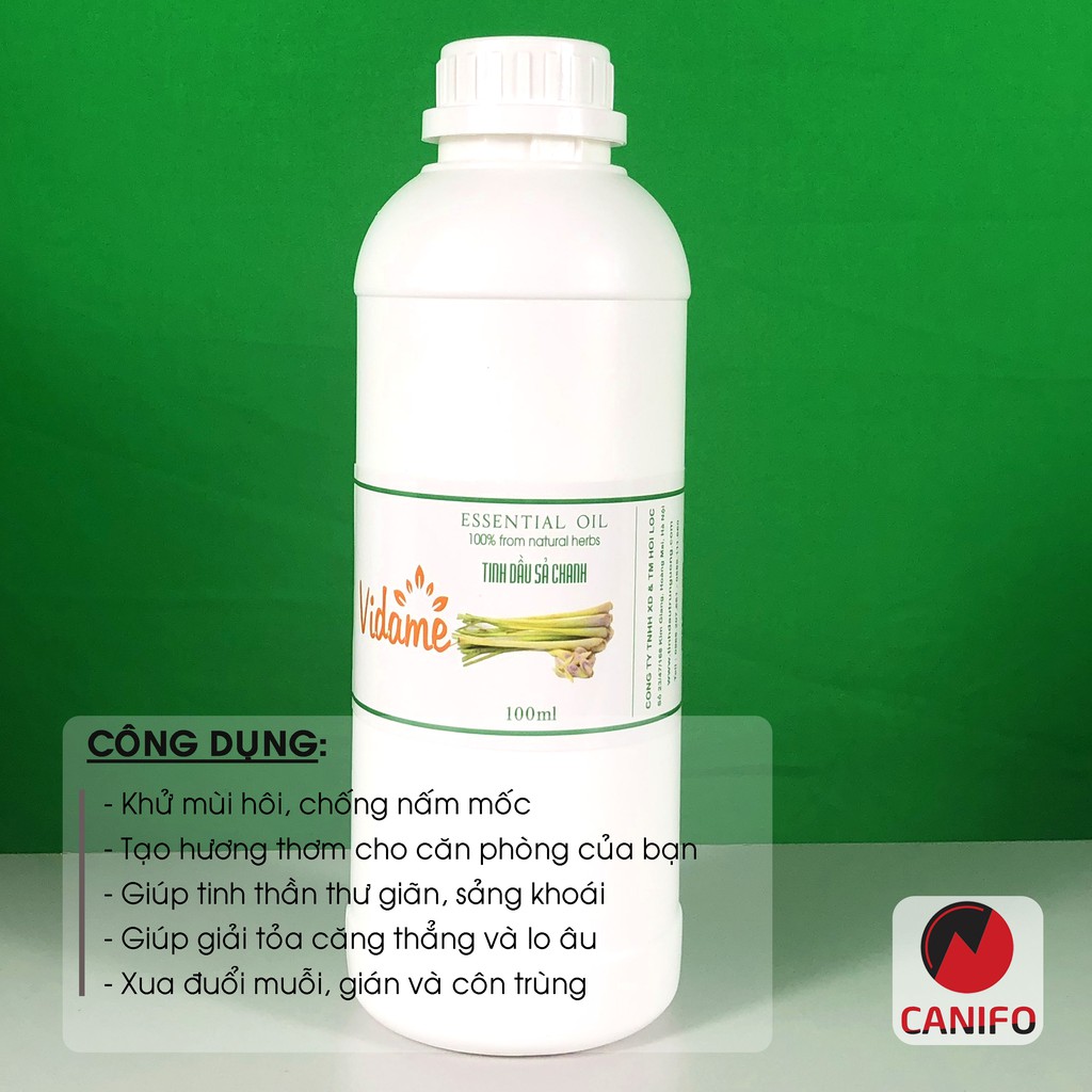 [SỈ 1 LÍT] Tinh Dầu Sả Chanh CANIFO Organic - Chính Hãng, Tổng kho buôn tinh dầu xả chanh, Xông Thơm Phòng, Khử Mùi Hôi
