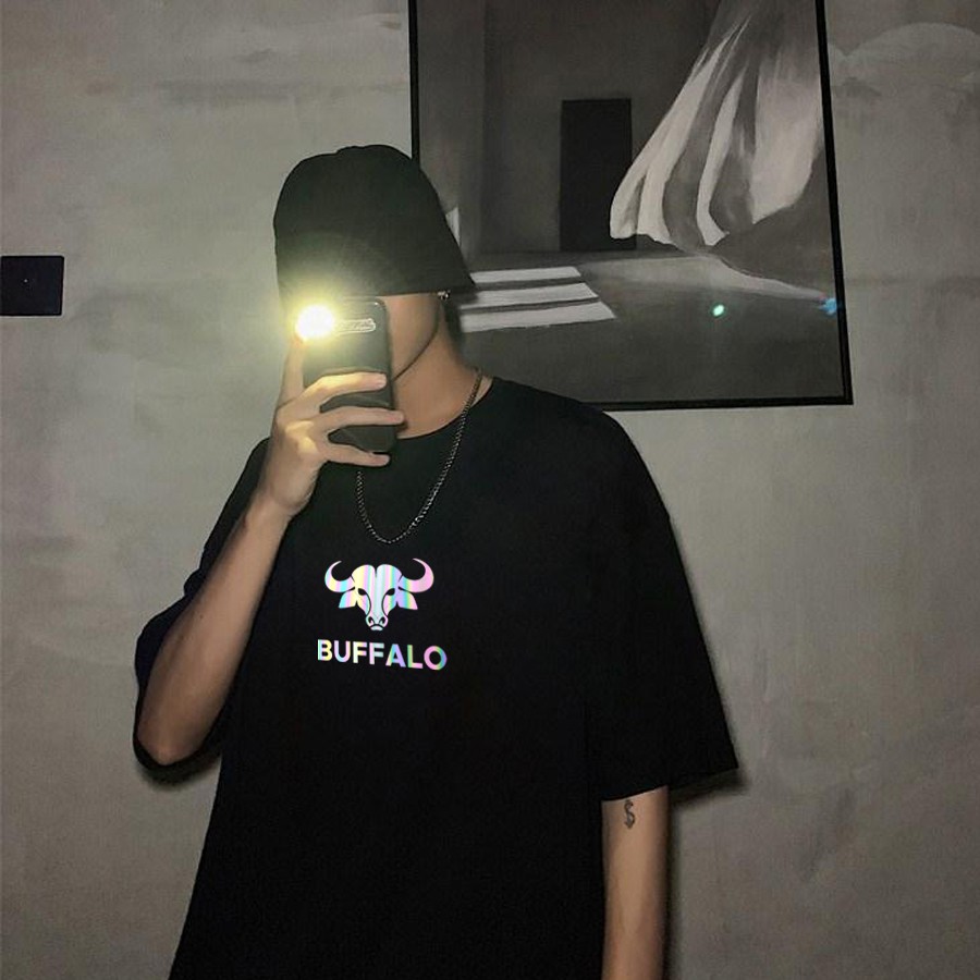 Áo thun phản quang 7 màu tay lỡ Nam Nữ Trâu