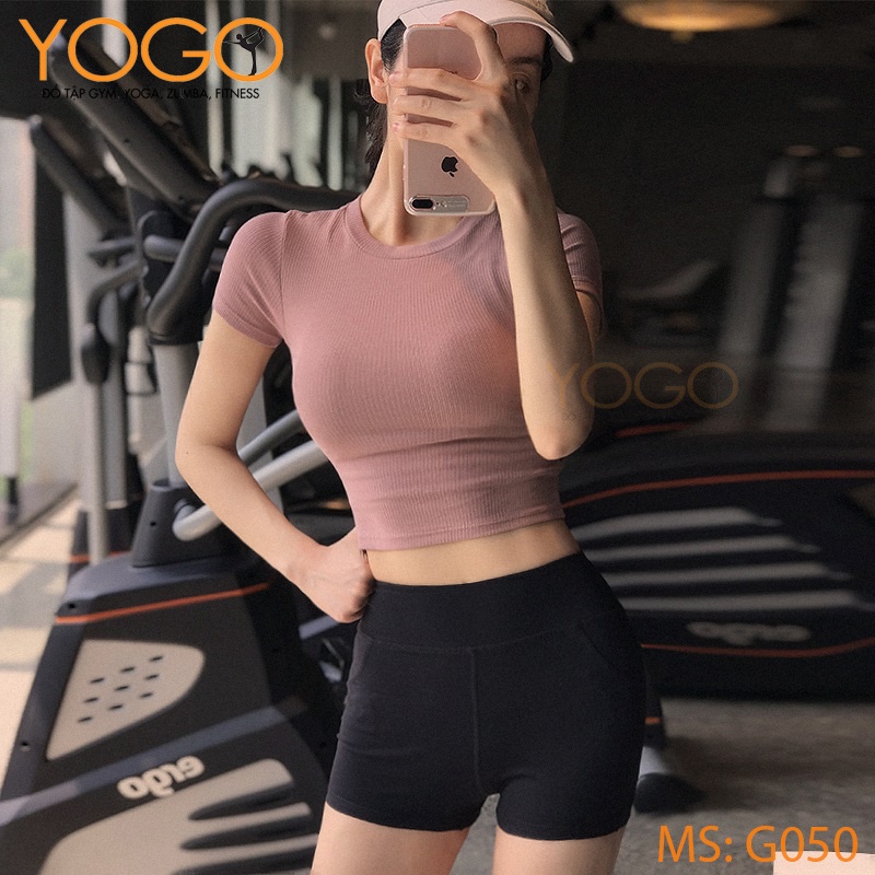 Áo croptop nữ vải len tăm co giãn ôm body tôn dáng thấm hút mồ hôi mặc đi chơi tập gym yoga YOGO G050 thumbnail