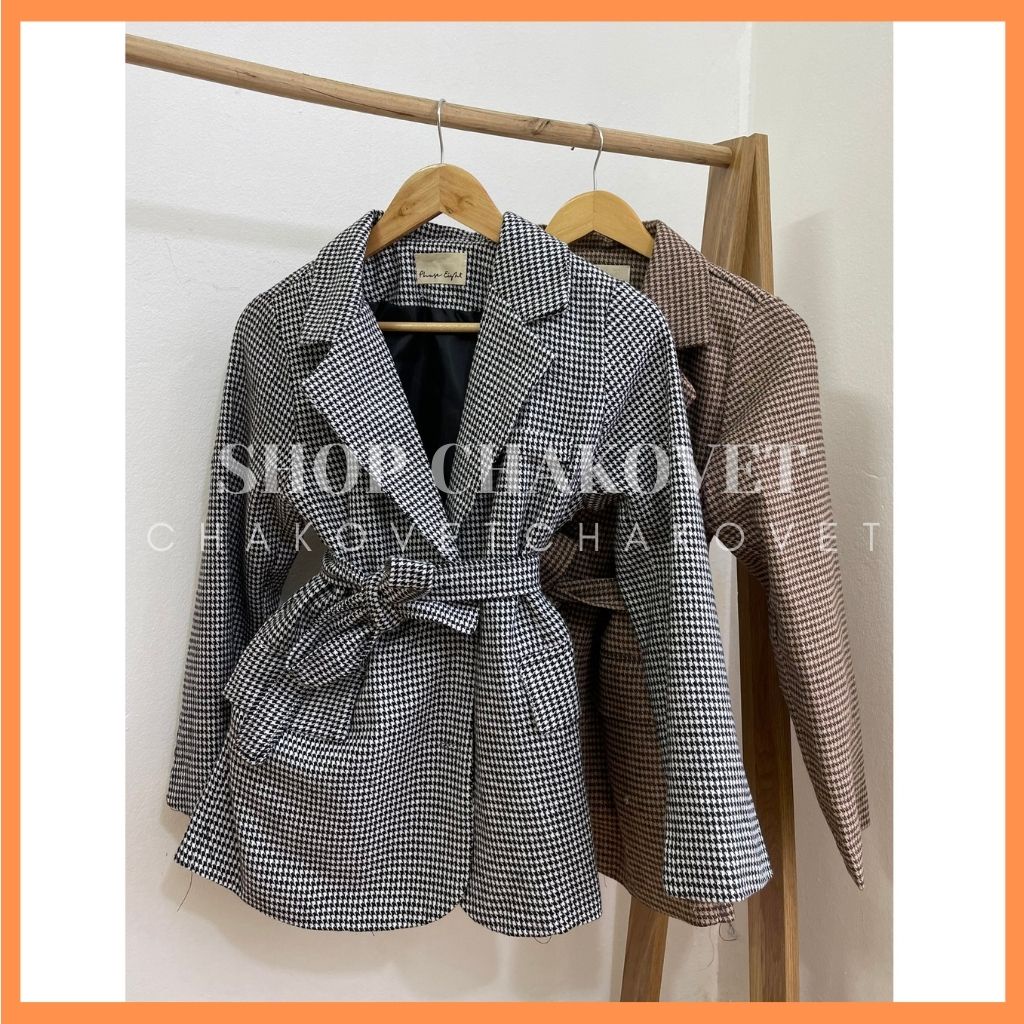 Áo dạ nữ có đai AD8121 , kiểu áo blazer chất dạ có đai khoác ngoài cá tính | BigBuy360 - bigbuy360.vn