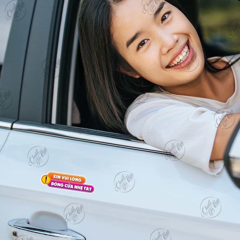 Combo 3 cặp (6 miếng) dán chú ý quan sát trước khi đóng mở cửa  dán cửa kính, cửa ô tô tem chống thấm nước NT 69
