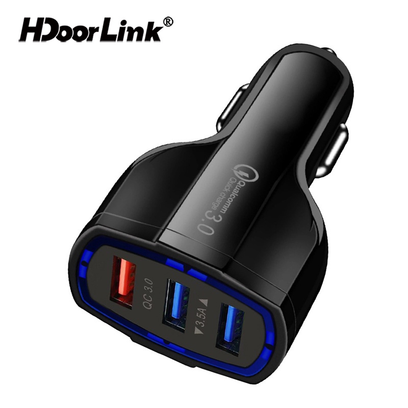 Bộ chuyển đổi sạc nhanh HdoorLink QC3.0 3.5A 3 cổng USB 32.5W trên xe hơi cho iPhone Xiaomi Samsung