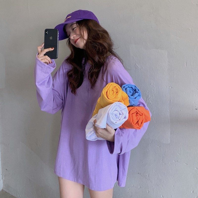 áo dài tay form rộng uniex basic tea sweater phong cách ulazang