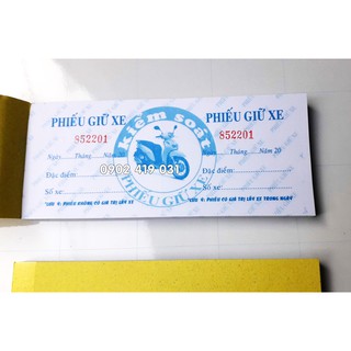 Phiếu giữ xe 7x16cm ( cuốn 100 tờ, giấy ford 80 )