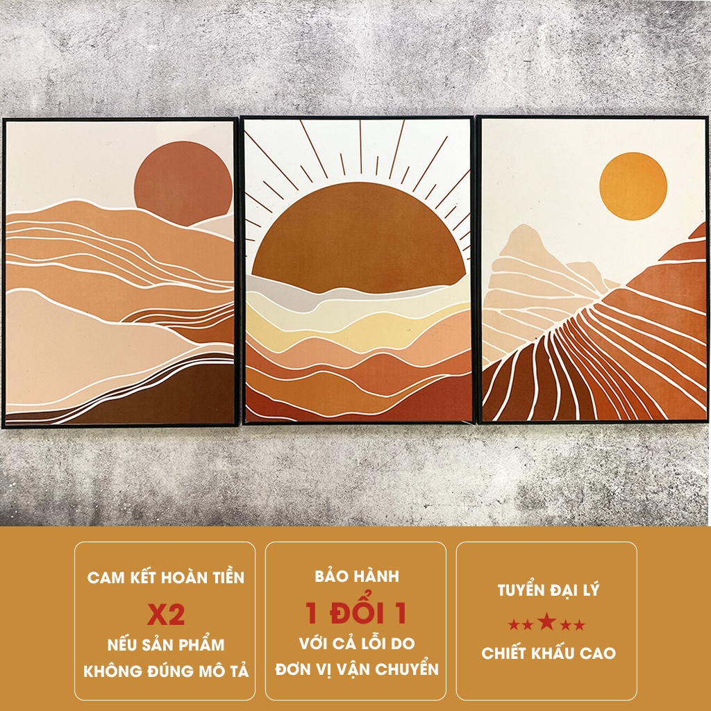 Tranh decor, Tranh canvas treo tường phòng khách vintage có khung, tối giản, hiện đại, trang trí nhà đẹp mắt| MOD