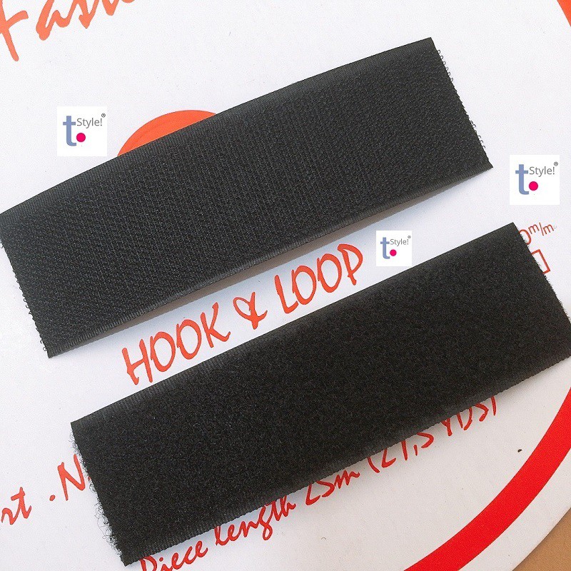 Băng dính gai (dây khóa Velcro) 2 MẶT dùng trong may mặc cắt sẵn SIZE 4cm x 13cm màu ĐEN