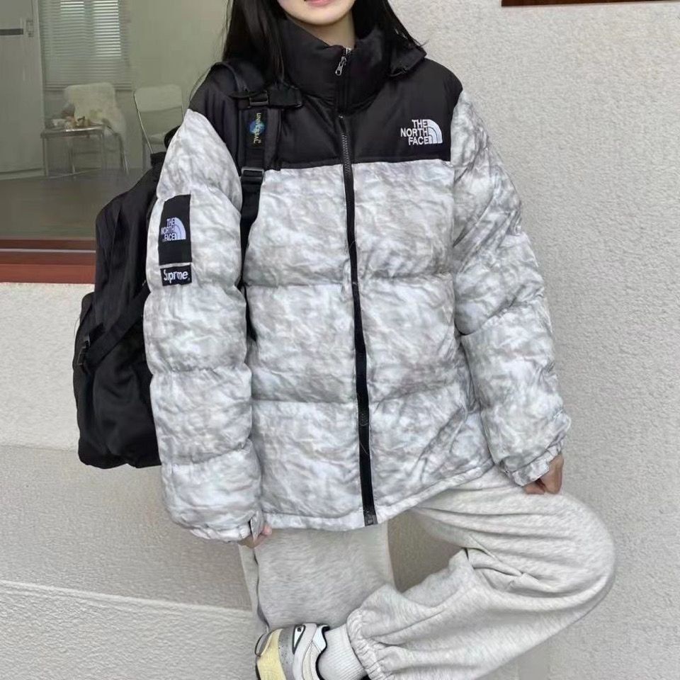 Tnf x supr 19fw series 1996 Áo Khoác Phao cotton Thêu Họa Tiết the face north Giữ Ấm Cho Nam Nữ