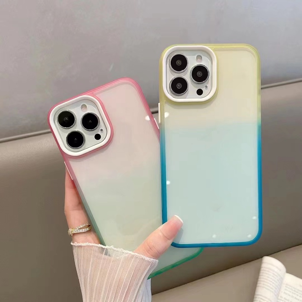 Ốp Điện Thoại Trong Suốt Màu Cầu Vồng Chống Rơi Cho iPhone 13 Pro max 12 Pro max 11 Pro max