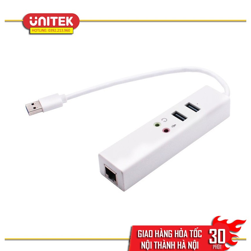 Hub Đa Năng Chia 2 Cổng USB 2.0 + Card Âm Thanh + Lan RJ45