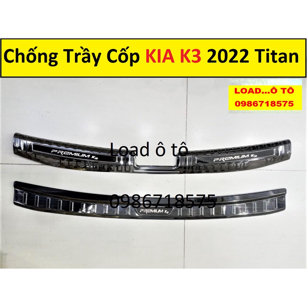 Chống Trầy Cốp, Ốp Bậc Cốp Xe KIA K3 2022 Mẫu Titan Cao Cấp, Chữ Bóng Đẹp