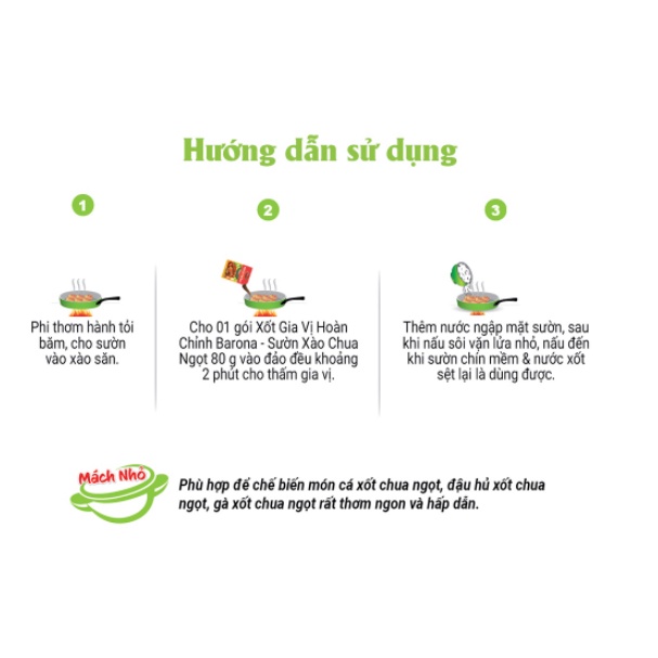 Gia Vị Sườn Xào Chua Ngọt Barona 80g ướp ngon chuẩn vị không cần nêm nếm