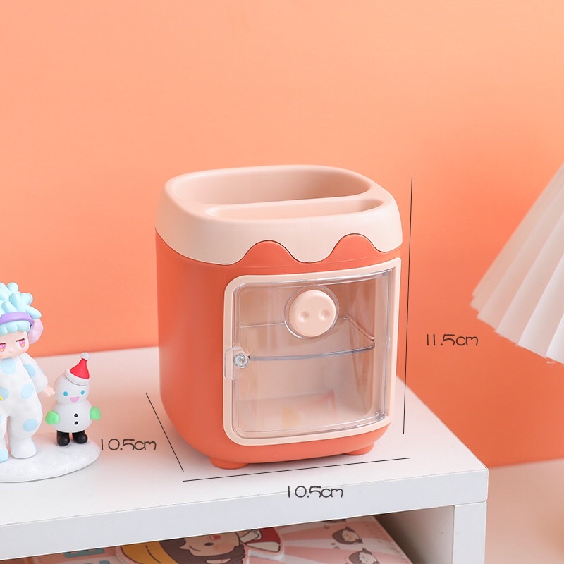 Ống cắm bút dễ thương đa năng hình mũi heo (tặng kèm sticker)