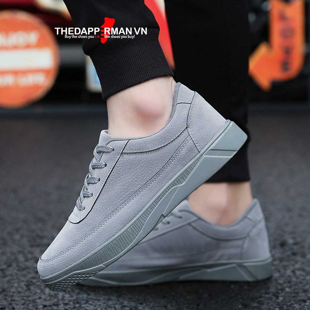 Giày sneaker thể thao nam THEDAPPERMAN TDM1101 chất liệu da lộn, đế cao su nhiệt dẻo, siêu êm phù hợp chạy bộ, màu xám | BigBuy360 - bigbuy360.vn