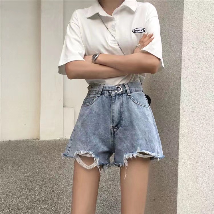 Quần Short Denim Cạp Cao Gợi Cảm Mùa Hè Hàn Quốc Mới Cho Nữ