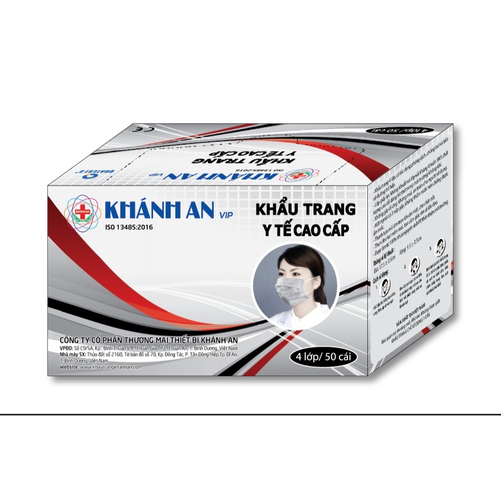 Khẩu trang y tế cao cấp 4 lớp Khánh An VIP loại 1 - hộp 50 cái