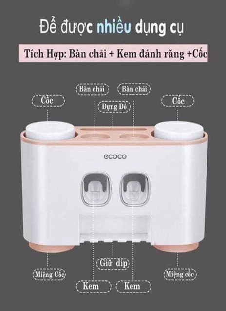 BỘ NHẢ KEM ĐÁNH RĂNG 4 CỐC ECOCO