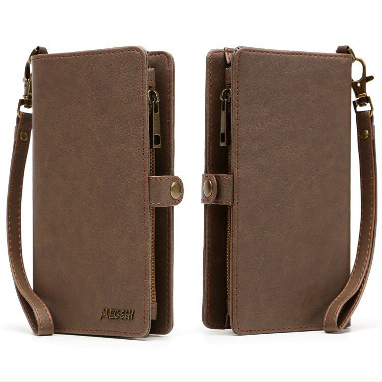 CHÍNH HÃNG Bao da ví Megshi cho iPhone 7 / 8 / Plus / SE / XS  / 11 / PRO / MAX dạng ví pop để điện thoại, tiền, thẻ