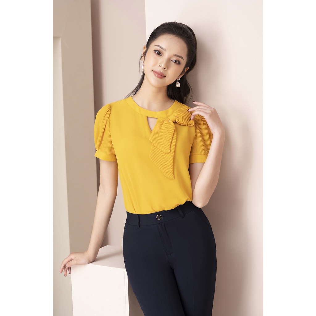 Áo Sơ Mi Thiết Kế Nữ Cao Cấp LUPERI Dáng Suông, Cổ Khoét Có Nơ Kiểu, Phù Hợp Với Nhiều Loại Trang Phục LFSM1208