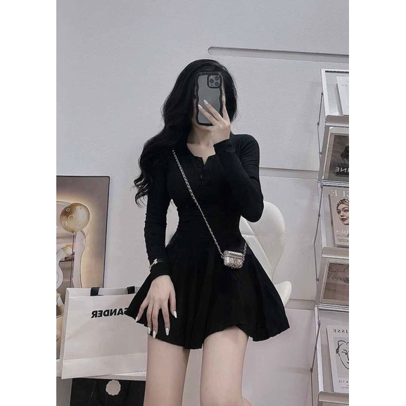 ĐẦM XOÈ NỮ TAY DÀI FORM NGẮN CHẤT LEN TĂM THỜI TRANG NỮ