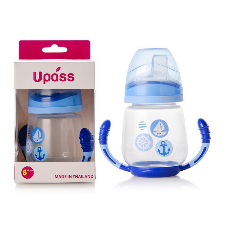Cốc tập uống nước Upass Thái Lan (180ml) đầu silicon mềm - bình nước cho bé 6 tháng tuổi