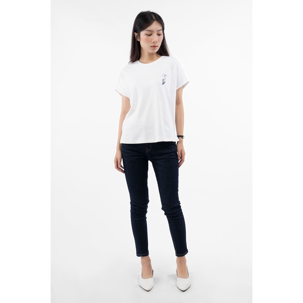 Áo Thun Nữ Tay Ngắn Họa Tiết Thêu Form Regular - Routine 10F21TSSW002