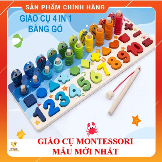 [SẴN KHO] Giáo Cụ Montessori- Đồ Chơi Trẻ Em Bằng Gỗ Gồm Số, Hình Học, Phép Tính, Câu Cá, Cột Tính Phát Triển Trí Tuệ