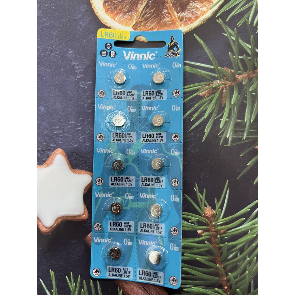 Vỉ 10 viên pin Vinnic 621 L621F LR60 AG1 SR621SW 621 364 164