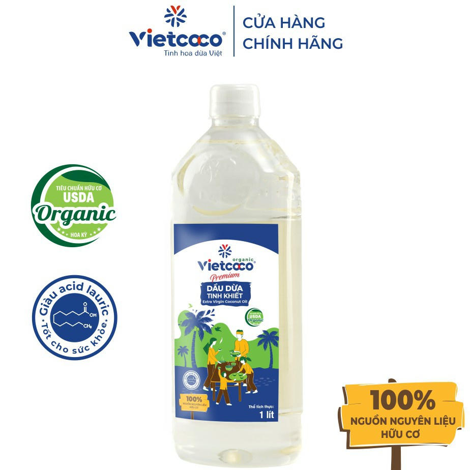 Dầu dừa nguyên chất Tinh Khiết Organic Vietcoco chai 1000ml