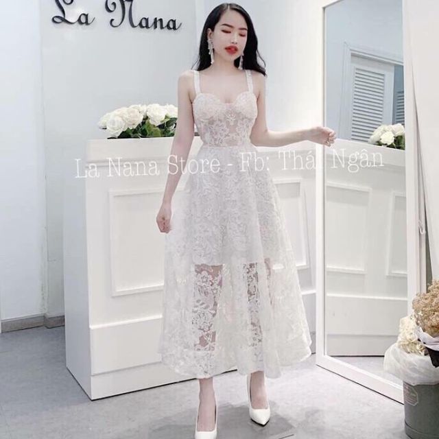 ĐẦM MAXI REN THIẾT KẾ 2 DÂY