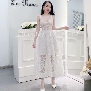 ĐẦM MAXI REN THIẾT KẾ 2 DÂY