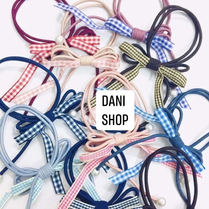 DANI mua 10 TẶNG 1 cột tóc dây nơ dài cổ trang hiện đại tua rua dây chữ thun chun nịt buộc tóc dây nơ dài love nice caro