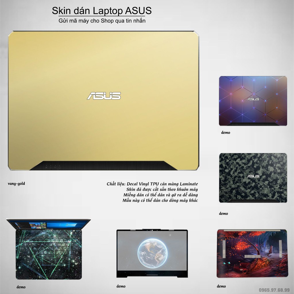 Skin dán Laptop Asus màu vàng gold (inbox mã máy cho Shop)