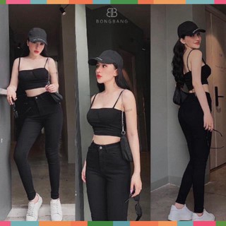 (sale) Quần jean nữ đen trơn co giãn (video+ảnh thật)