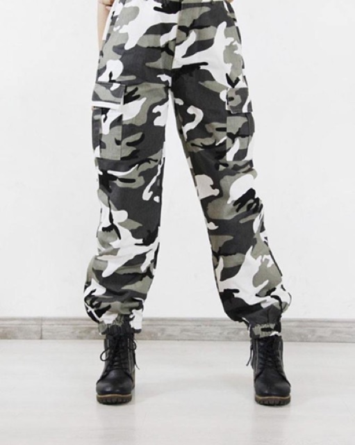 QUẦN JOGGER CAMO BOX PANT UNISEX MÀU TRẮNG ĐEN - QUẦN KAKI BO LAI LÍNH 2 TÚI -  MM