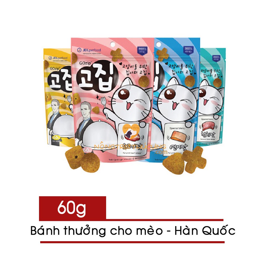 Bánh thưởng cho mèo Gozip gói 60gr(Hàn Quốc)